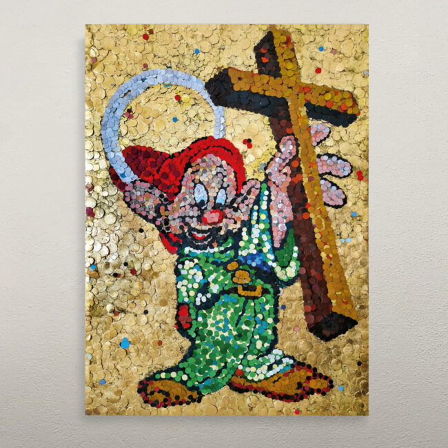 Oscar Baccilieri visual artist, SANDPAPER / CARTA VETRATA : Nano-Nano - La croce, 2023